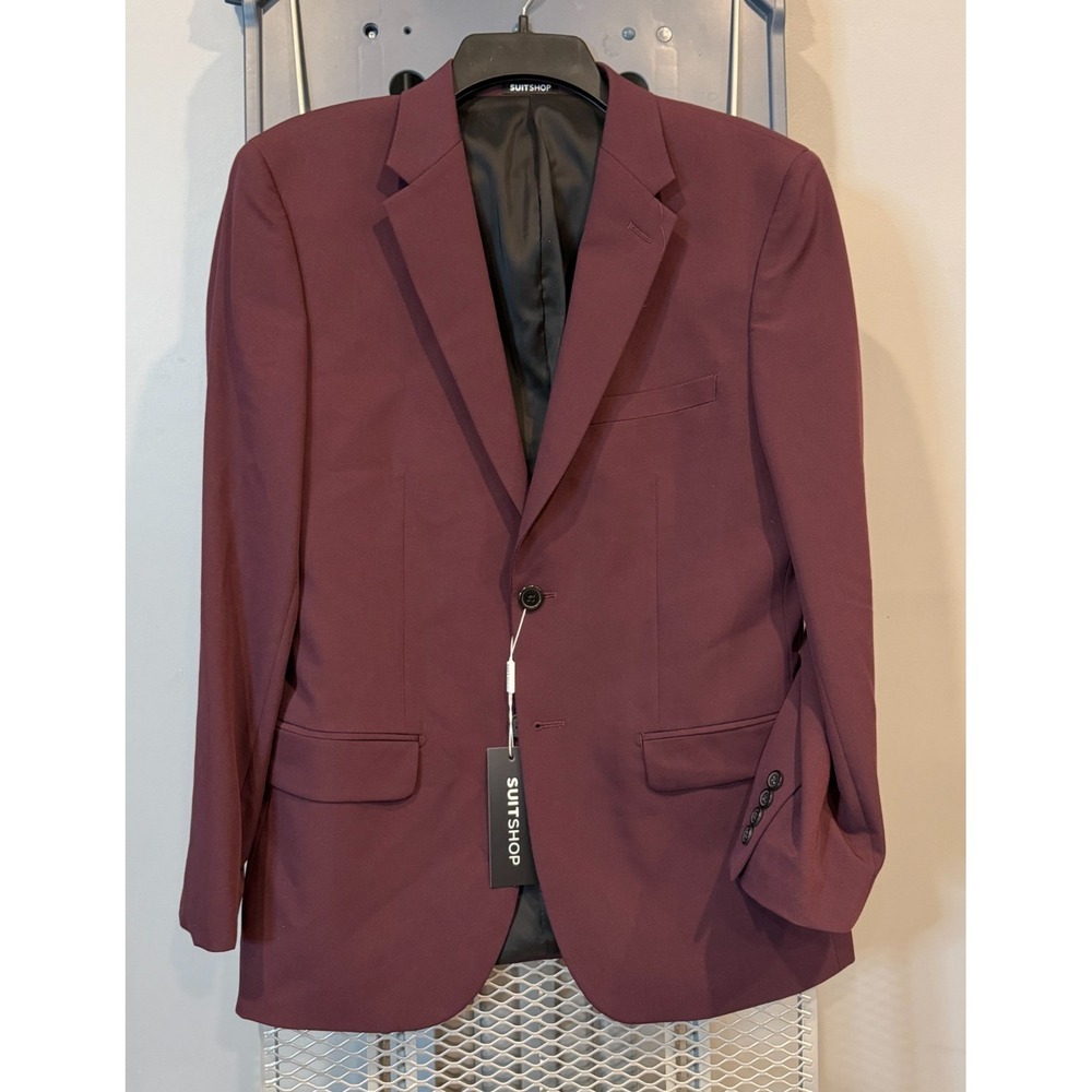 SuitShop Jacket Mens 38 Short Slim Jacket Burgundy NWT